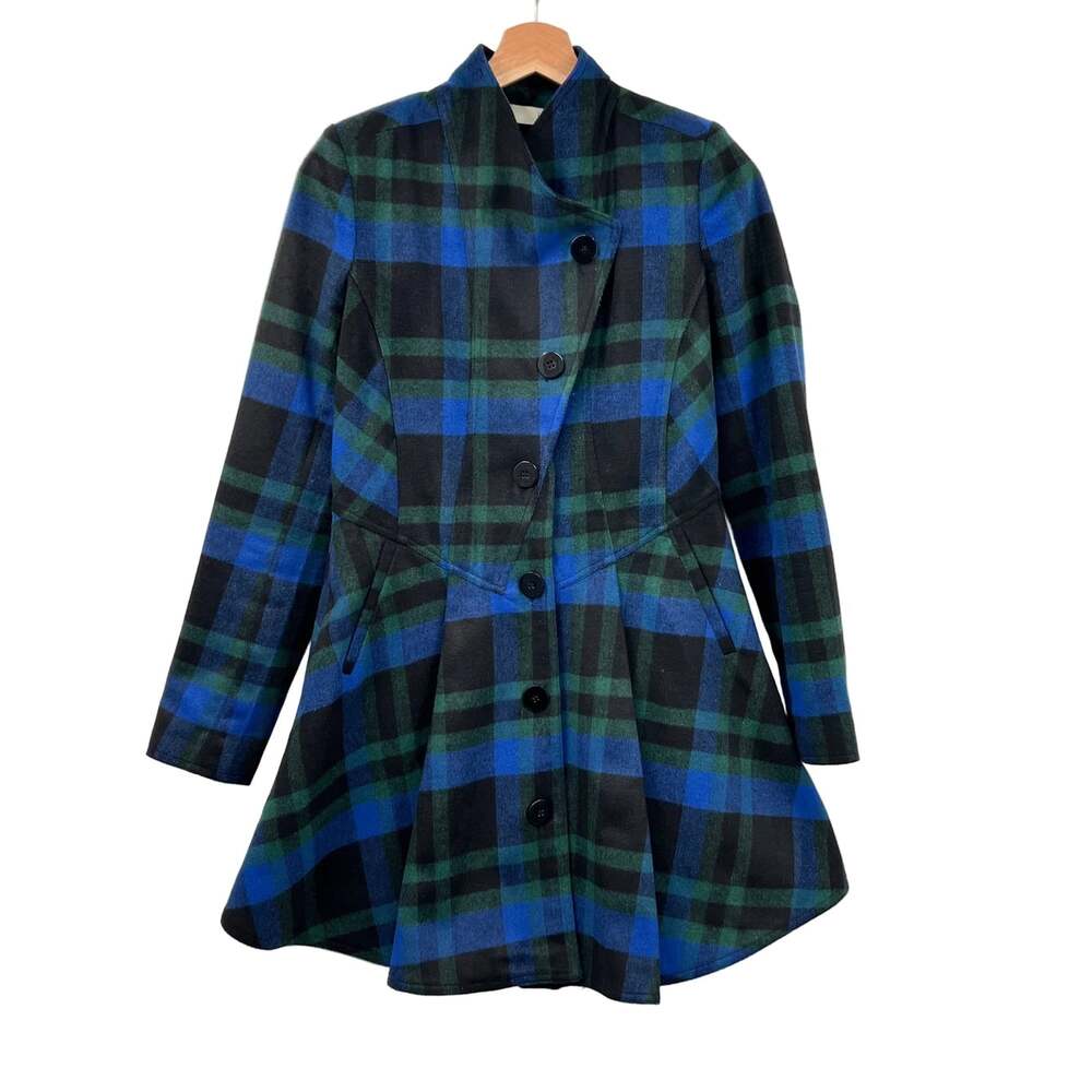 Kersh Plaid Twist Swing Style Ligth Coat